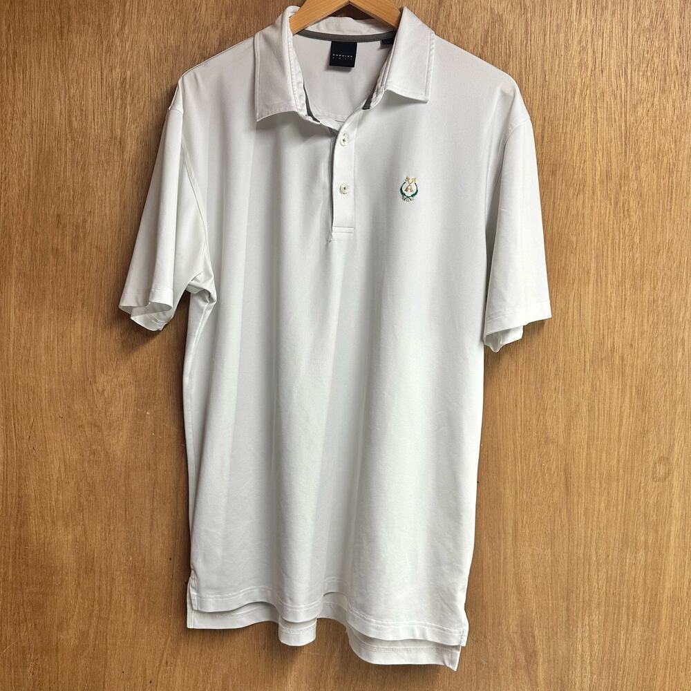 Dunning Polo Shirt Mens Large‎ White PGC Caddie Logo Short Sleeve Golf Top